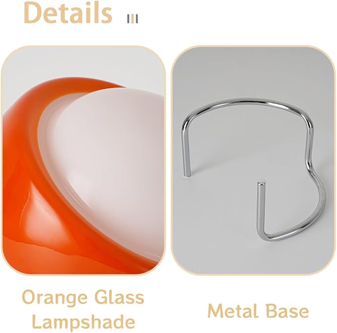 Orange Table Lamp, Mid Century Modern Bauhaus Table Lamp with 3 Color Adjustable Light 5.9 Ft Transparent Cord Plug Cord Andf Switch MCM Abstract Lamp for Nightstand Bedroom Living Room Desk