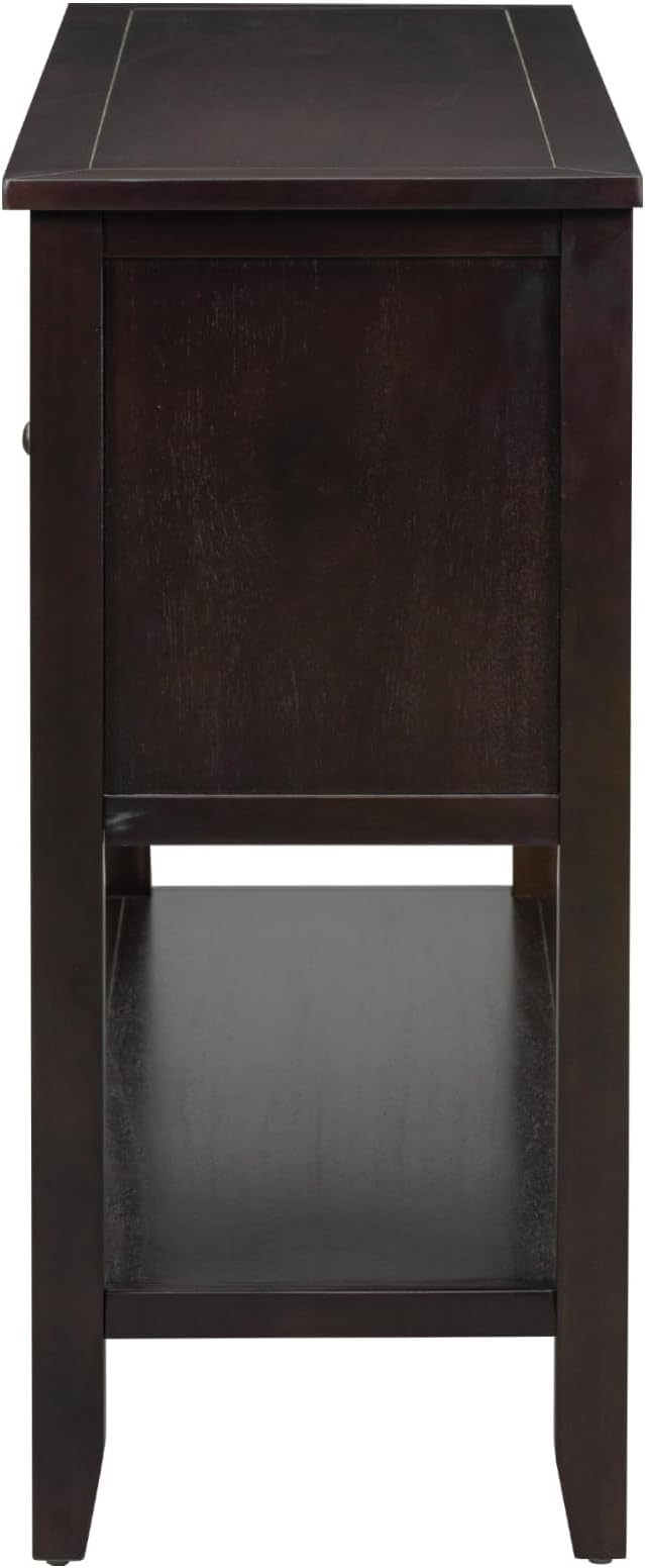 Merax Farmhouse Console Table with Storage Drawers and Shelf for Entryway Living Room Dining Room, Wood Narrow Sofa Table Kitchen Sideboard Cabinet with Door