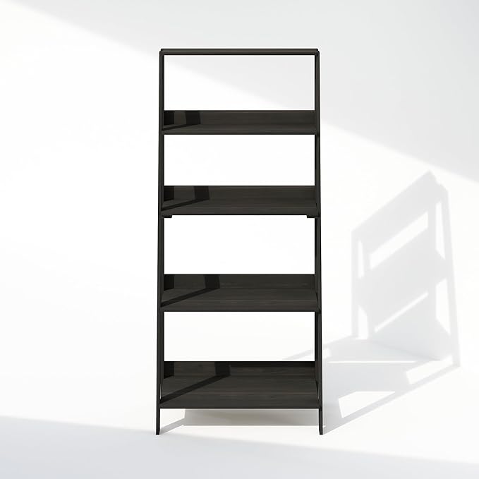 Furinno Ladder Display Shelf, 5-Tier Ladder Shelf, Ladder Bookshelf, Display Storage Shelves, 13 x 23.6 x 53.5, for Living Room, Home Office, Espresso