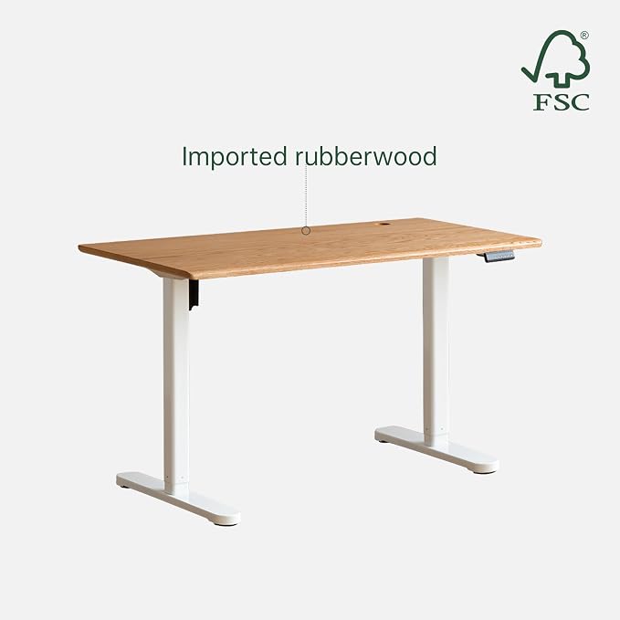 Electric Standing Desk, Height Adjustable Sit Stand Up Solid Wood Home Office Computer Desk, for Study Gaming Writing Study Bedroom Rising Desks 55.11" W