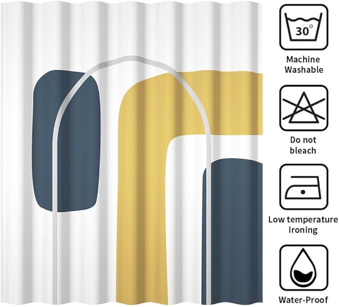 Boho Abstract Shower Curtain for Bathroom Modern Minimalist Neutral Bathroom Decor Simple Geometric Arch Aesthetic Bathtub Curtains Machine Washable Waterproof Polyester Fabric with Hooks 60x72 Inch