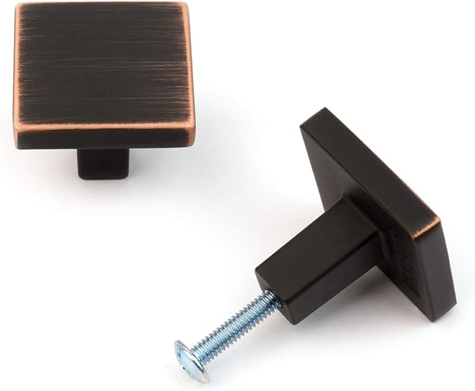 KOOFIZO 30 Pack Oil Rubbed Bronze Cabinet Knobs Bronze Drawer Knobs K03 Square Single Hole Cabinet Pulls for Cabinets Drawer Dresser Cupboard Bedroom Closet Bathroom Vanity
