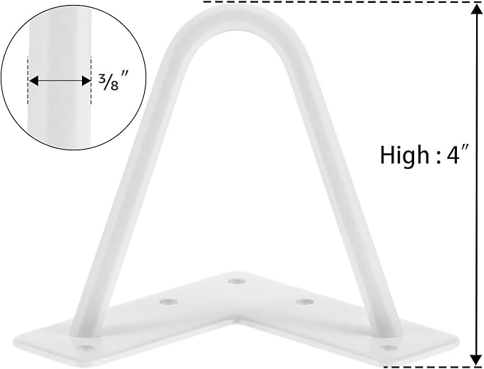 SMARTSTANDARD 4 Inch Heavy Duty Hairpin Furniture Legs, Metal Home DIY Projects for Nightstand, Coffee Table, Desk, etc with Rubber Floor Protectors White 4PCS