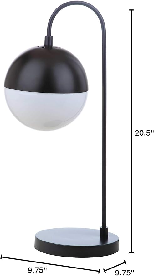 SAFAVIEH Lighting Collection Cappi Modern Black Orb 21-inch Bedroom Living Room Home Office Desk Dorm Study Nightstand Task Table Lamp (LED Bulb Included)
