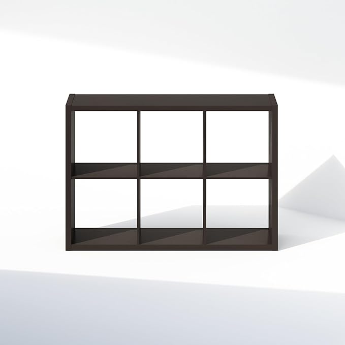 Furinno Cubic Closet Organizers and Storage, 6-Cube Closet Organizer, Open Shelf Closet Storage, Extra Thick Frame for Wardrobe, Bedroom, Living Room, Black Dark Oak