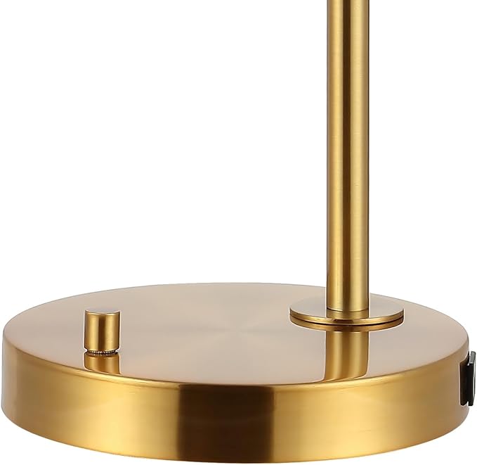 JONATHAN Y 23" Brass Gold 1-Light Iron and Seeded Glass Task Lamp, Modern Industrial Adjustable Desk Lamp with USB Charging Port for Home Office, UL Listed, LED Bulb Included JYL3082A
