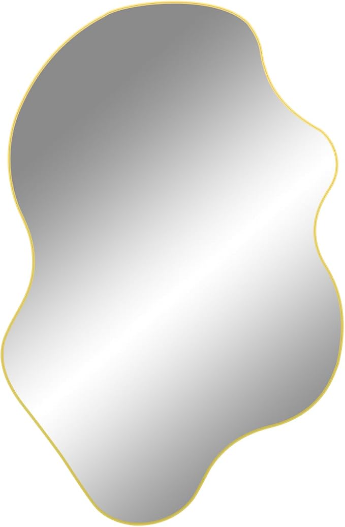 Gold Irregular Mirror, 31.5"x23.6" Asymmetrical Wall Mirrors, Unique Shaped Mirror Decorative, Modern Frameless Abstract Mirrors for Living Room Bathroom Bedroom Hallway Entryway Fireplace