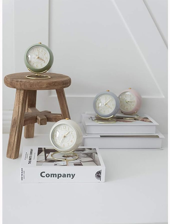 SHISEDECO Small Tableclocks Classic Non-Ticking Tabletop Alarm Clock with Backlight, Battery Operated Astronaut Deskclock with HD Glass for Living Room Bedroom Bedside Indoor Decor (Green)
