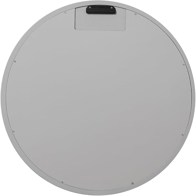 ARIEL Round Wooden Mirror 36" in Grey, Wood Circle Wall Mirror for Bathroom, Vanity, Entryway & Living Room Decor, Farmhouse Style