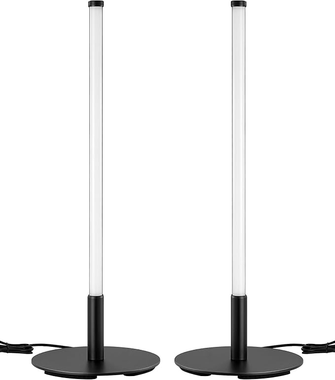 EDISHINE Upgraded LED Table Lamp Set of 2, Stepless Dimmable Bedside Lamps with Metal Finish & 3 Color Temperature, 6W Modern Desk Lamps, Black Nightstand Lamp for Bedroom, Living Room, Corner, Gift