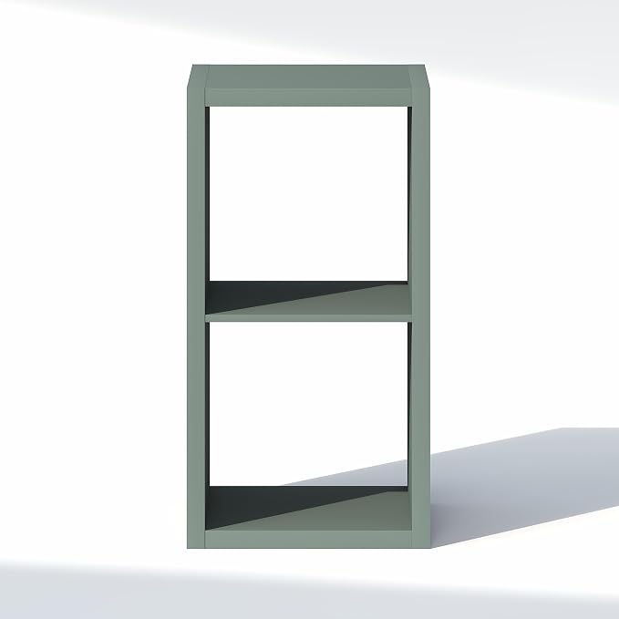 Furinno Cubic Closet Organizers and Storage, 2-Cube Closet Organizer, Open Shelf Closet Storage, Extra Thick Frame for Wardrobe, Bedroom, Living Room, Sage Green