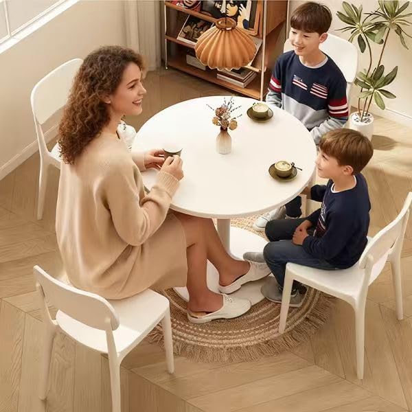 Round White Dining Table Modern Kitchen Table with Pedestal Base in Tulip Design, Mid-Century Leisure Table for 2 to 4 Person,for Kitchen, LivingRoom, Office, Cafe (23.6 x 23.6 x 28.7 inches)