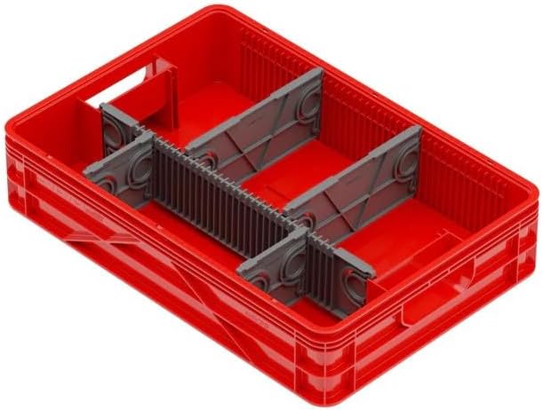 SIDIO Quarter Crate 4 Pack of Stackable Storage Bins - Organizer Bins with Dividers for Garage Organization, Home Storage - Heavy Duty Plastic Containers - 19.16” x 12.75”x 4.57” (Racing Pack)