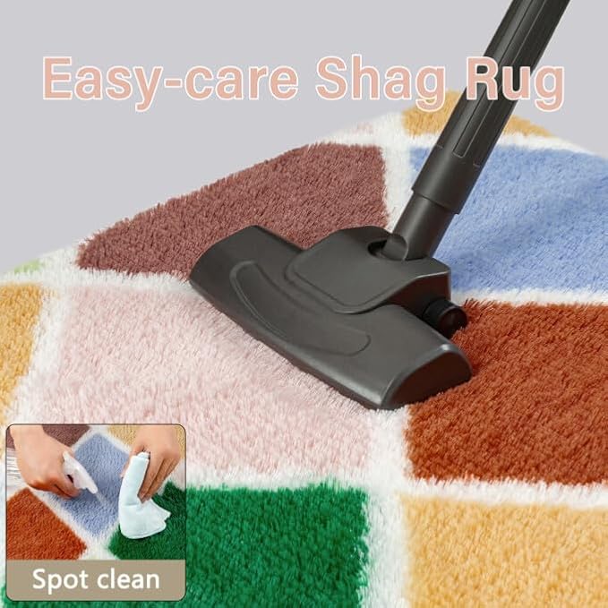 4x6 Checkered Rug for Living Room Colorful Modern Soft Area Rug Fluffy Non-Slip Carpet for Bedroom Playroom Home Aesthetic Decor