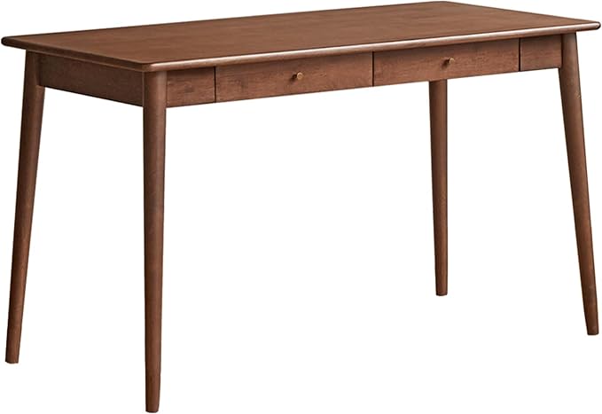 YESWOOD Solid Wood Desk, Mid Century Modern Home Office, Computer Desk with Drawers for Study Bedroom Living Room 55.11" W