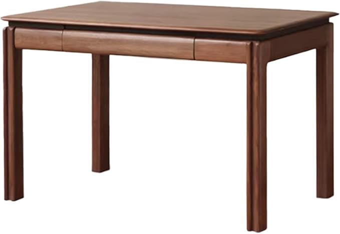 100% Solid Wood Desk, Mid Century Modern Walnut Finish Home Office Computer Writing Desk with Drawers Perfect for Study & Living Room 39.37" W