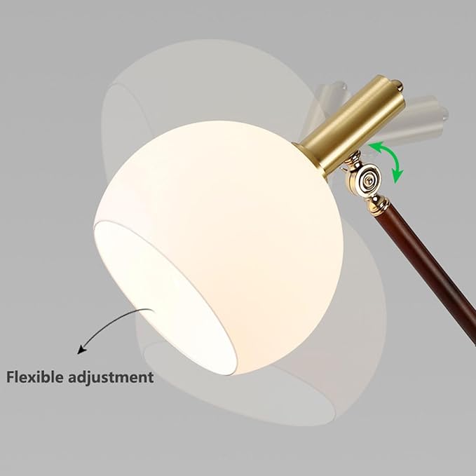 Creative Vintage Adjustable Swing Arm Floor Lamp with Tri-Color Dimming - E26 Metal Glass Standing Lamp, H59”, Ideal for Bedroom, Office, Hotel, Room, Torchiere, Villa, Mall Decoration