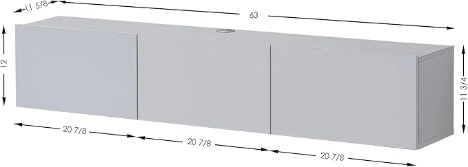 Atelier Mobili White Floating TV Console, Wall Mounted TV Stand for Up to 75 Inch TV, Floating Entertainment Center with Shelf