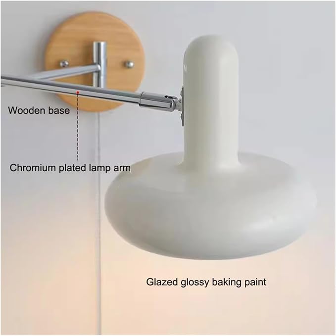 Swing Arm Wall Lamp with Switch Bedside Wall Lamp Retro Bedroom Study Retractable Folding Reading Lamp,for Illumination