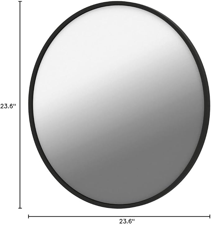HARRITPURE Round Mirror 24 Black Wall Mounted Circle Mirrors Vanity Mirror with Brushed Aluminum Alloy Frame Modern Decoration for Bathroom, Living Room, Vanity, Bedroom, Entryway