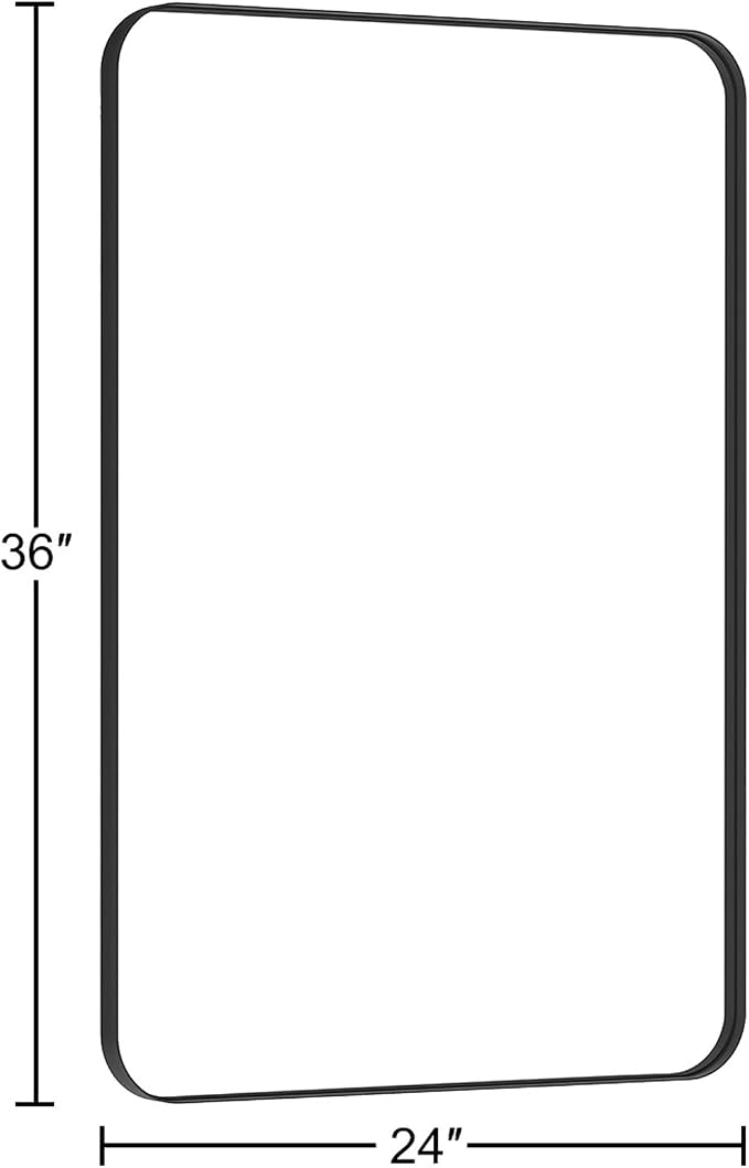 2-Pack Black Bathroom Mirror for Over Sink, 24" x 36" Framed Rectargular Wall-Mounted Bathroom Mirrors for Vanity, Decorative, Farmhouse, Restroom, Horizontally or Vertically Hanging