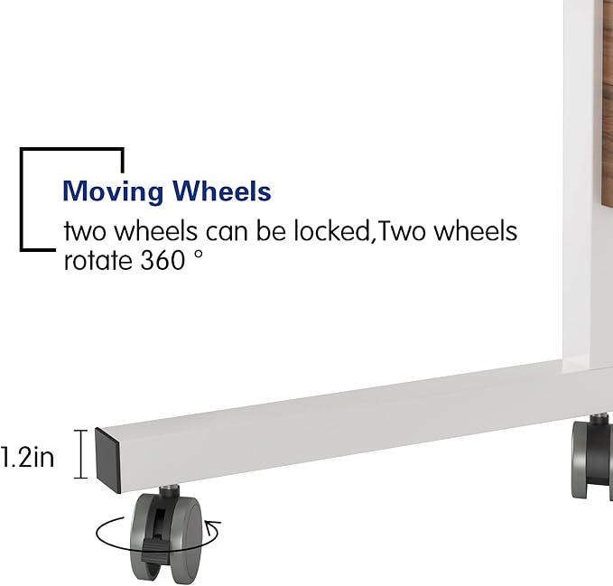 DlandHome Rolling Laptop Desk Stand Up Desk Adjustable Mobile Laptop Desk, 23.6 Inches Medium Size Side Table, Movable w/Tablet Slot & Wheels, Portable Stand for Bed Sofa Oak