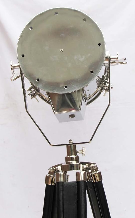 THOR INSTRUMENTS Retro Studio Spot Lamp Floor Tripod Searchlight, Chrome, 185 cm
