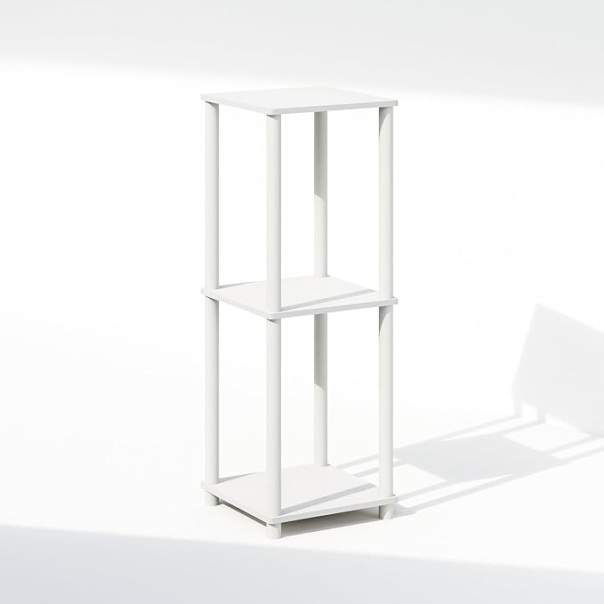Furinno Turn-N-Tube Set of 2, Book Shelf, Stackable Bookshelf, Bookcase with Easy Assembly, 13.4 x 13.4 x 20, for Living Room, Bedroom, Home Office, White/White