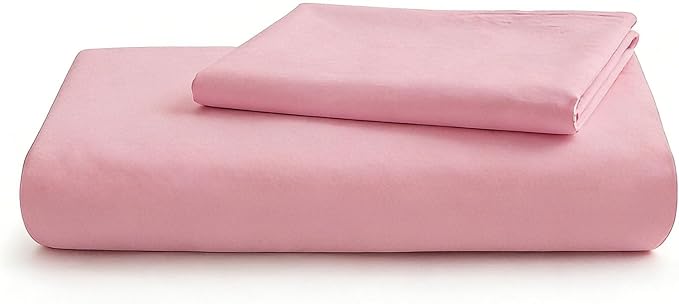 LOVQUE Pink Cotton Duvet Cover Twin Size, Linen Like Natural Bedding Set with Zipper Closure (No Comforter), 68x90 Inches
