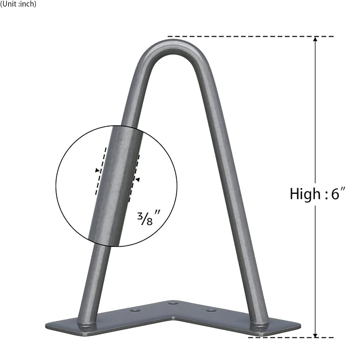 SMARTSTANDARD 6 Inch Heavy Duty Hairpin Furniture Legs, Metal Home DIY Projects for TV Stand, Sofa, Cabinet, etc with Rubber Floor Protectors Grey 4PCS