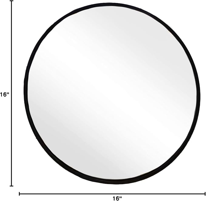 Sunniry Small Round Mirror, 16 inch Black Circle Mirror, Matte Metal Frame | High Definition Mirror, No Distortion, Easy Installation, Circular Mirrors for Bathroom, Bedroom, Vanity, Wall Decor.