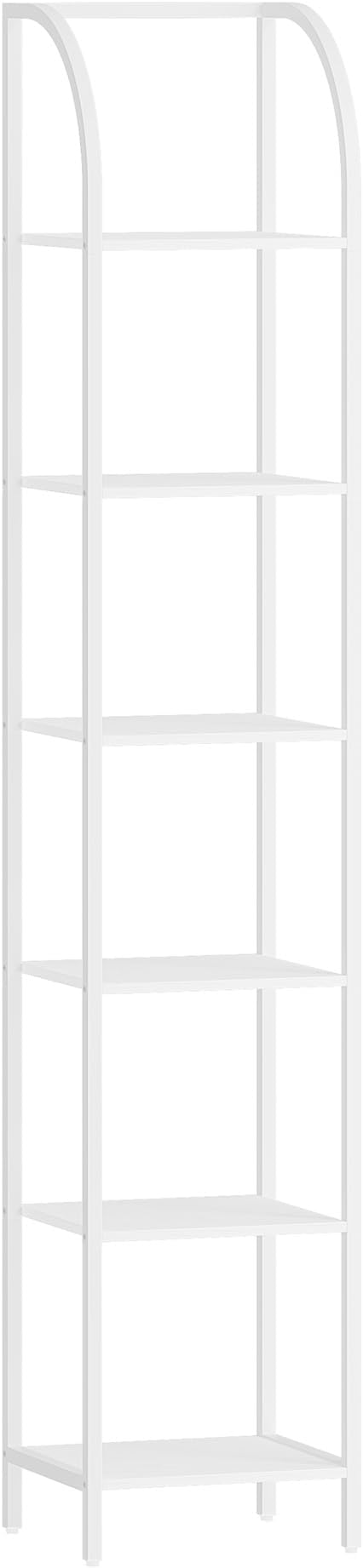 Hzuaneri Bookshelf Narrow Bookcase, Tall Storage Rack with Steel Frame, Display Standing Shelf Unit, Skinny Book Shelf for Study Living Room Home Office, Industrial Style, 6-Tier White BC56013W