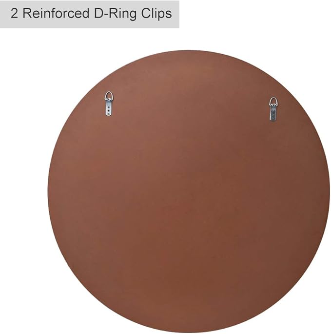 Chende 30'' Round Mirror with Wood Frame, Large Decorative Mirror for Wall, Farmhouse Bathroom Mirror with Bronze Groove Finish for Living Room, Entryway, Bedroom