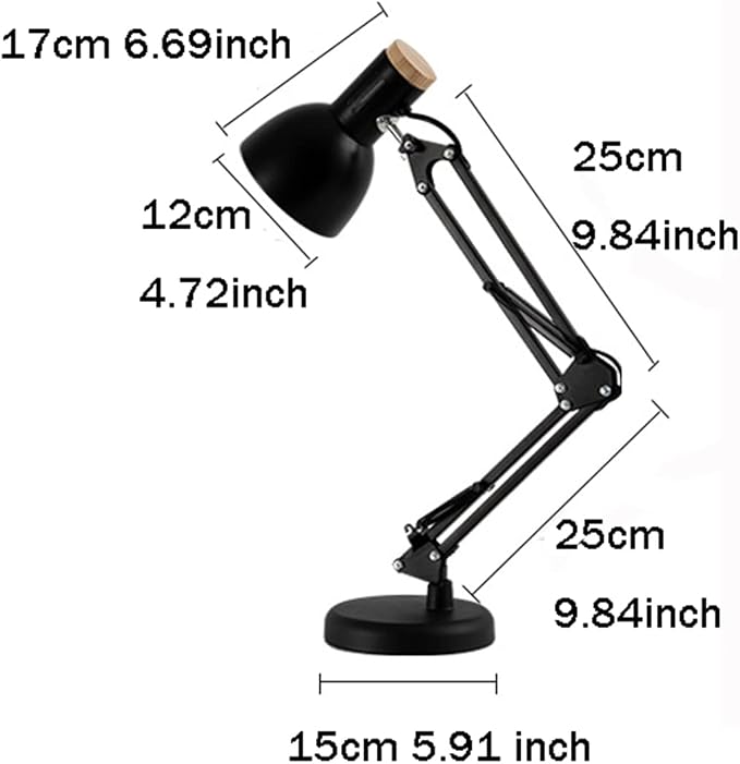 LED Desk Lamp Swing Arm Metal Table Lamp, Adjustable Architect Lamp for Home Bedroom Study Office, E27 Base Bulbs Not Included,White