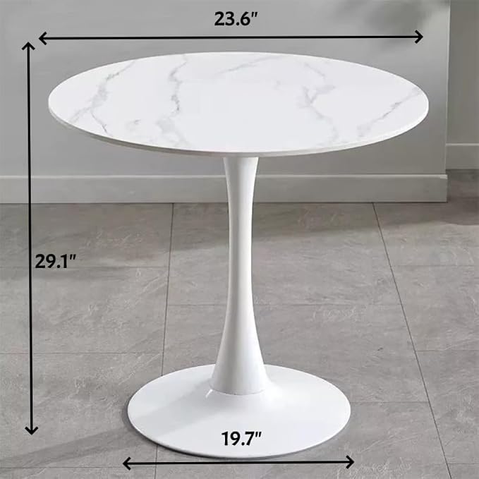 24" Round Tulip Dining Table, Mid-Century Modern Kitchen Table for 2-3 People, Small Space Bistro Table for Kitchen Living Room Balcony Office