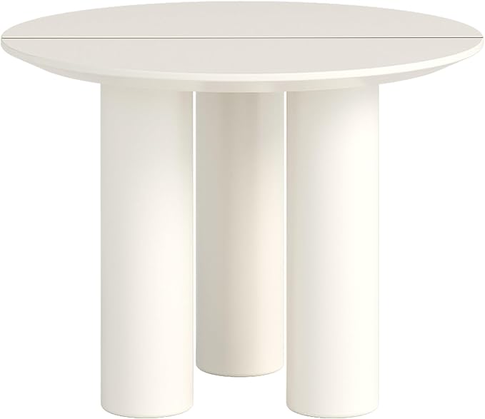 39.37" White Dining Table for 2-4 Round Kitchen & Dining Room Tables with Thicken Tabletop and Wooden Legs Circle Leisure Coffee Dinette Table for Kitchen, Living Room, Office