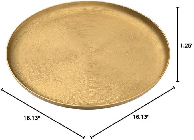 Kate and Laurel Stovring Mid-Century Tray, 16 Inch Diameter, Gold, Modern Tray for Serving, Storage, and Display