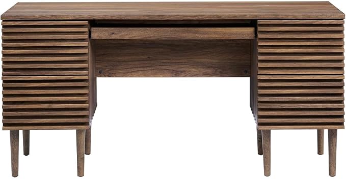 Modway Render Mid-Century Modern, Office Desk, Walnut