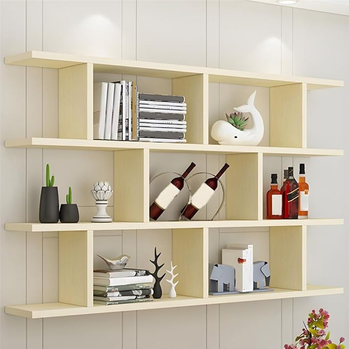 Wall Mounted Floating Shelves Modern Bookcase Storage Shelf Open Hanging Wall Shelves Bookshelf for Home Deco LivingRoom Bedroom Study Office -Brown 31.5" L x 6" W x 38" H
