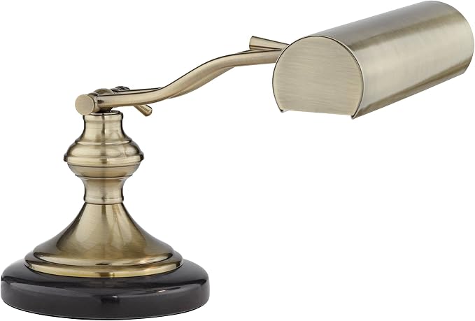 Regency Hill Traditional Piano Banker Desk Lamp 12" High Antique Brass Gold Metal Shade Adjustable Arm Decor for Living Room Bedroom House Bedside Nightstand Home Office Reading Family