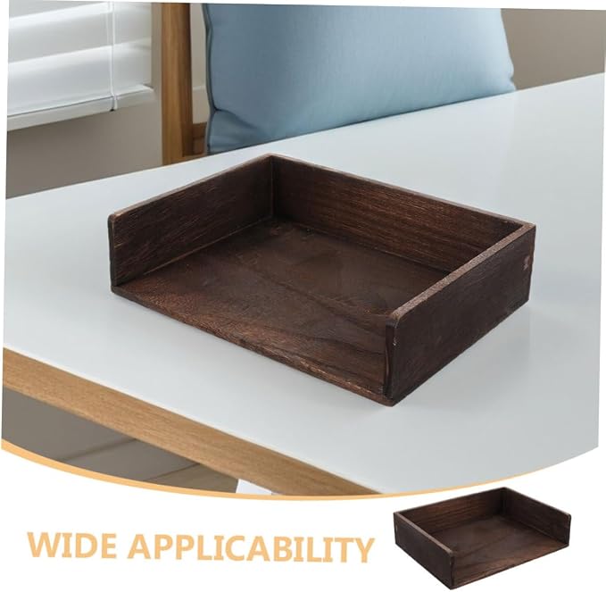 VILLCASE 2pcs Vintage Solid Wood Desk Organizer Desktop Storage Shelf for Office Supplies Books Sturdy Natural Wood Finish Elegant Storage for Home Study Room