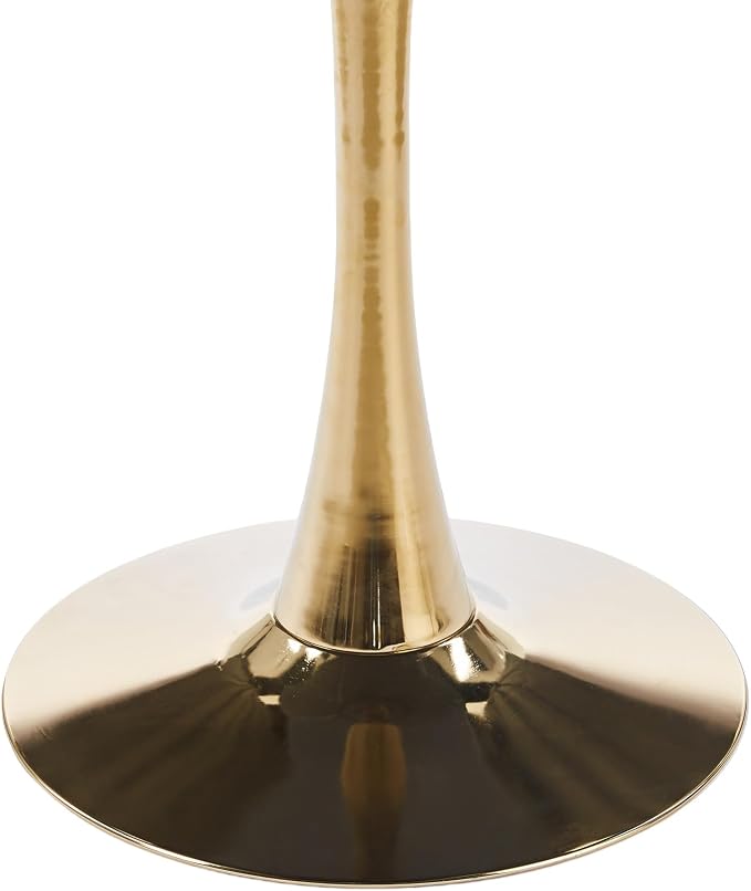 31.5 Inch Square Dining Table for 2 to 4 Person Mid Century Modern Tulip Table with Metal Pedestal Base Thick MDF Top for Apartment Kitchen Bistro Office, Black and Golden
