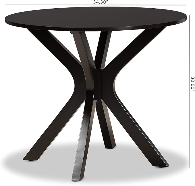 Baxton Studio Kenji Modern and Contemporary Dark Brown Finished 35-Inch-Wide Round Wood Dining Table