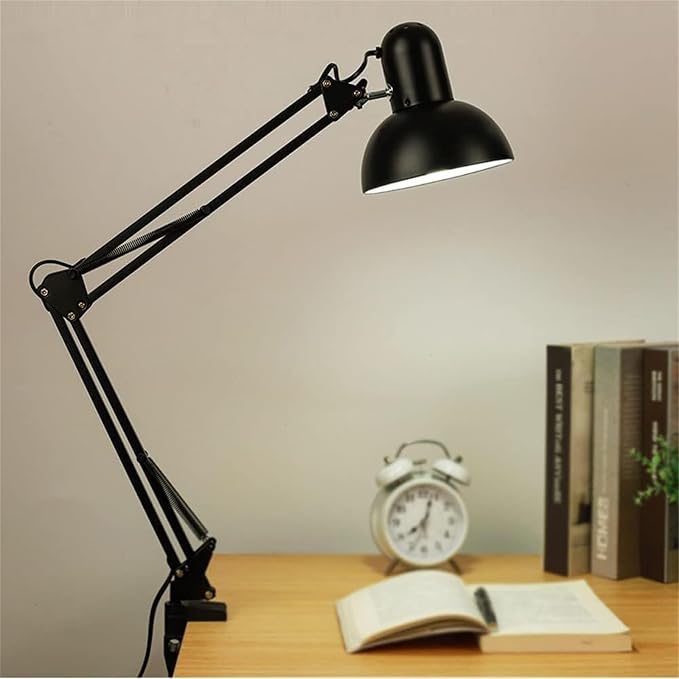 Modern Wall Sconces, Desk Lamp Retro Flexible Swing Arm Clamp with Plug and Switch Bedside Lamps Three Level Dimming Architect Task Table Lamp Adjustable Rotatable E27 Metal Reading Reading Lamp
