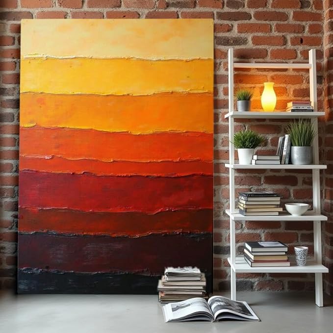 Warm Gradient Abstract Framed Canvas Print Wall Art Modern Canvas Artwork Printed on Canvas for Home Office Decor Living Room Bedroom Wall Decor Gift