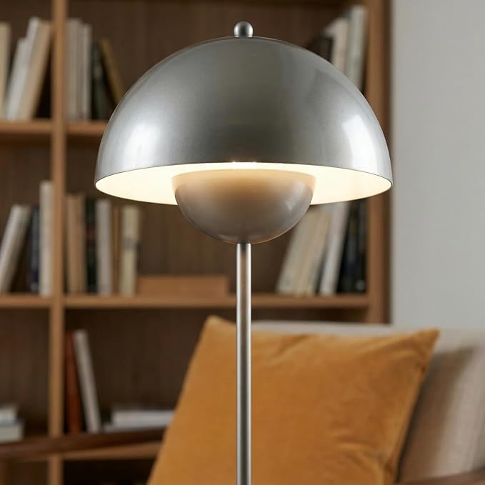 COSYLUX Modern Floor Lamp for Living Room, Industrial Tall Standing Lamp for Bedroom, Metal Shade Reflecting Light Reading Floor Lamp for Office, Nursery Room, Corner(Pear Light Grey)