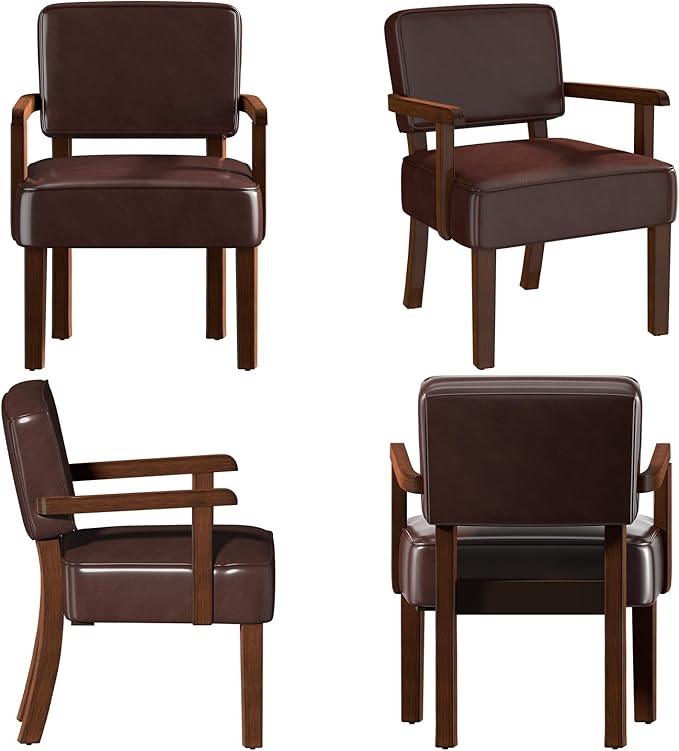 FAGAGA Accent Chair, PU Leather Living Room Chairs Oversize with Soft Seat and Armrests for Living Room Dinning Room Bedroom Reading Room Waiting Room
