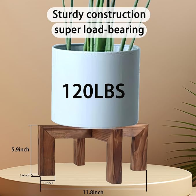 Indoor Plant Stand, Wooden Flower Pot Holder, suitable for 5-12 inch flower pots, Home and Garden (Wood Color-1 pack)