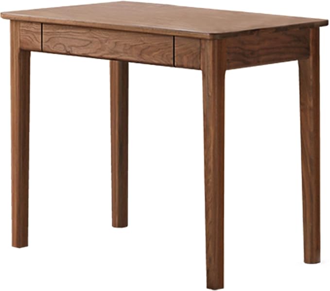 Walnut Solid Wood Desk, Mid-Century Modern Home Office Computer Desk with Drawers, Writing Table for Study, Bedroom & Workstation 31.49" W
