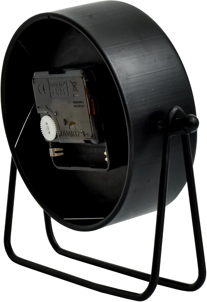 EMAX HOME Small Black Desk and Shelf Clock, 5.9*6.9 Inch Retro Elegant Tabletop Clock with Glass Cover, Silent Non-Ticking Battery Operated Decorative Clock for Living Room, Office, Bedroom, Gift Idea
